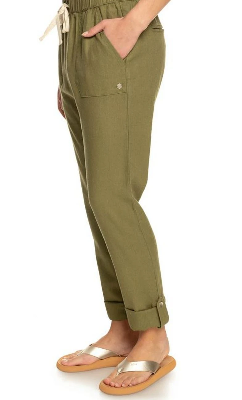 Roxy Cargo Hose On The Seashore Leinenhose Olive – Bild 3