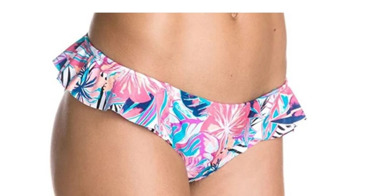 Roxy Damen Bikini Unterteil Flowers Weiß