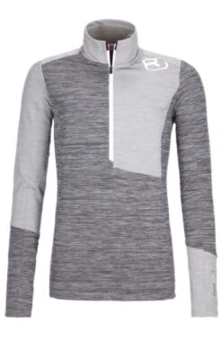 Ortovox Damen Fleece Light Zip Neck Grey Blend