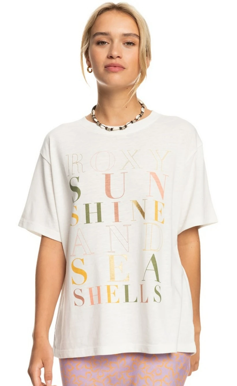 Roxy Damen T-Shirt Crystal Vision Oversize Boyfriend Shirt Weiß